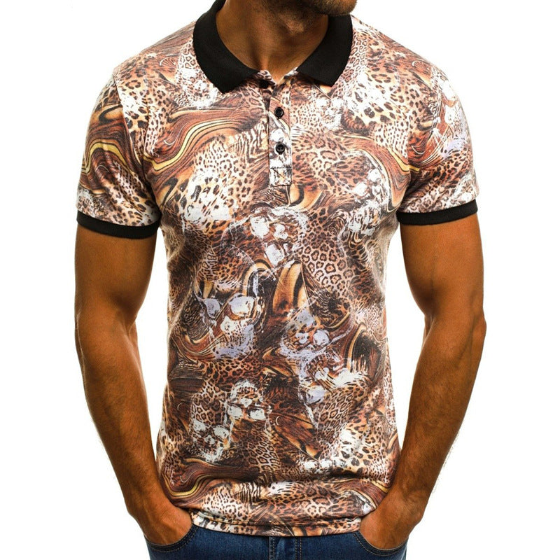 TJ Cross-Border Hot-Selling Men's POLO Shirt Sports Casual Top Mesh 3D Printing Quick-Drying European And American Large Size Slim Short Sleeve