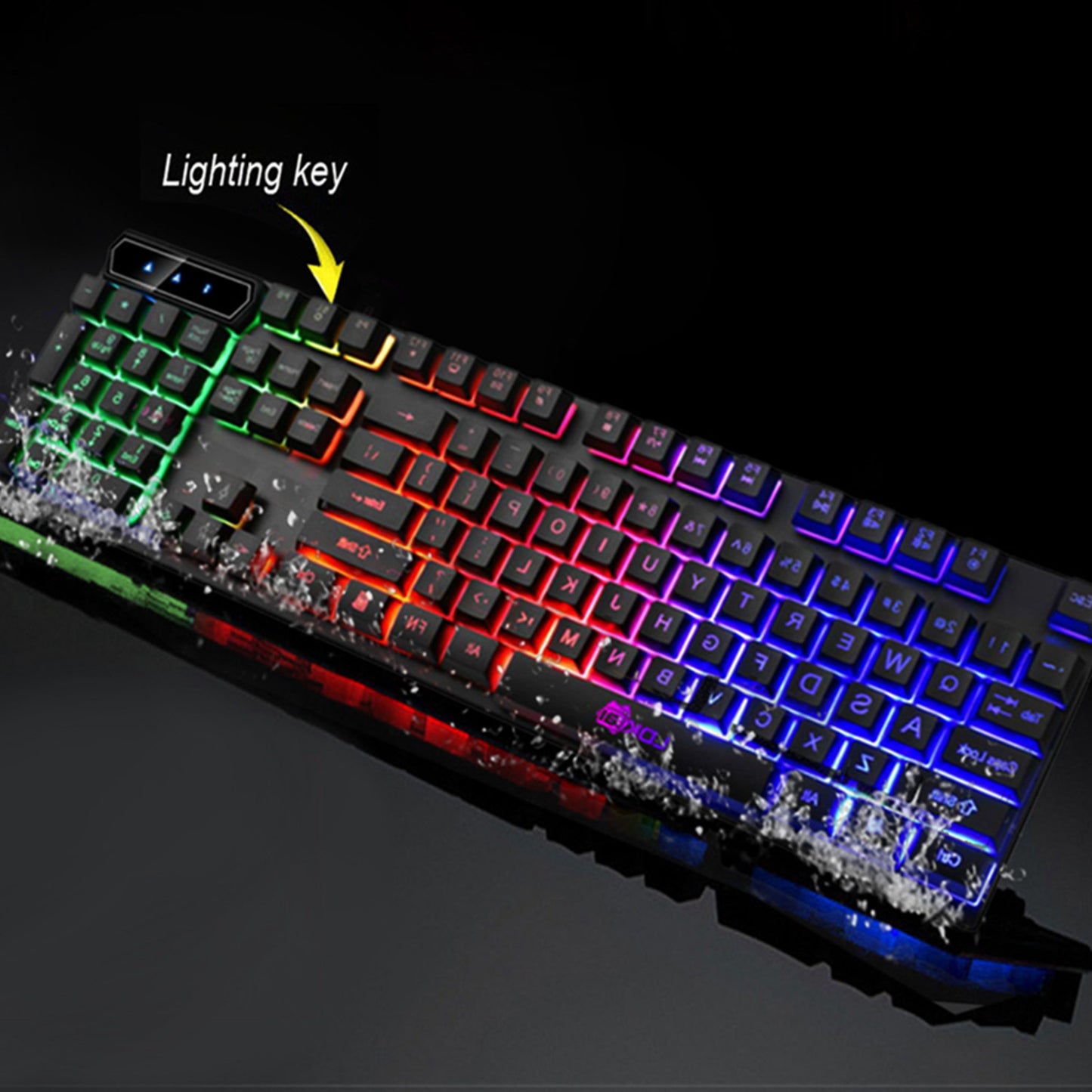 TJ Colorful Crack LED Illuminated Backlit USB Wired PC Rainbow Gaming Keyboard
