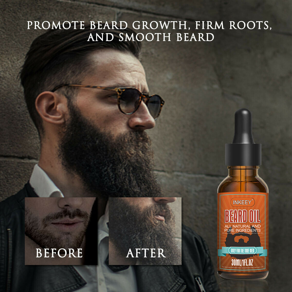 TJ Beard Oil For MEN Hair Growth Oil Serum Mustache Grooming Growing Moisturizer US