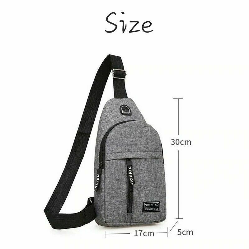 TJ Mens Sling Bag Cross Body Handbag Chest Bag Shoulder Pack Sports Travel Backpack Gray
