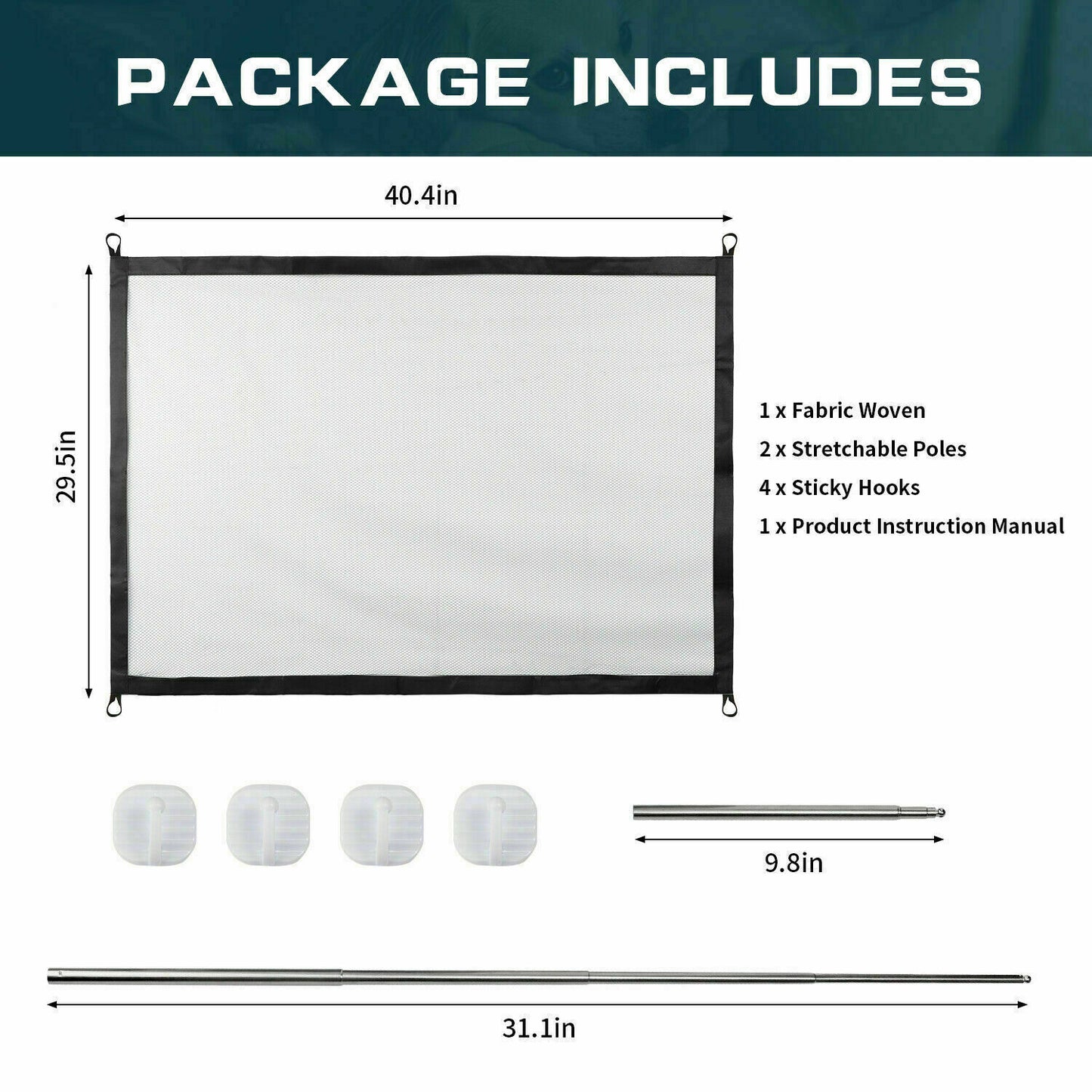 TJ Pets Dog Cat Baby Safety Gate Mesh Fence Magic Portable Guard Net Stairs Doors