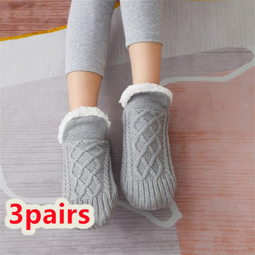 TJ Winter Woolen Socks Women Thicken Warm Home Bedroom Socks Slippers Men Non-slip Foot Warmer Snow Socks Calcetines Mujer