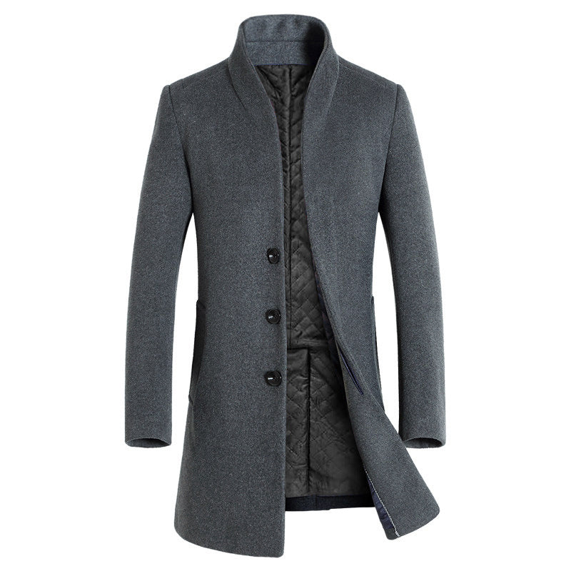 TJ Men's long coat woolen coat trench coat