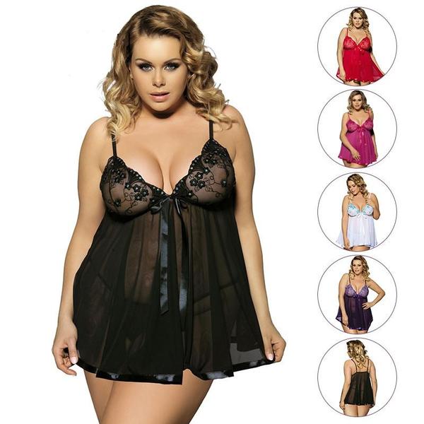 TJ Women Sexy Lingerie Big Code 6XL  Sleepwear Sleepdress