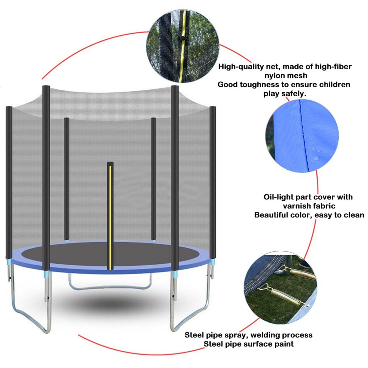 TJ 6FT Kids Trampoline With Enclosure Net Jumping Mat And Spring Cover Padding