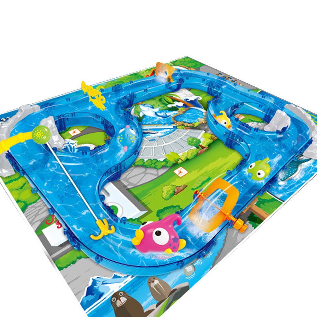 TJ DIY Assembly Track Fishing Game Waterway Park Floating Bath Water Toys