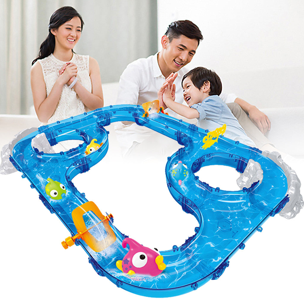 TJ DIY Assembly Track Fishing Game Waterway Park Floating Bath Water Toys