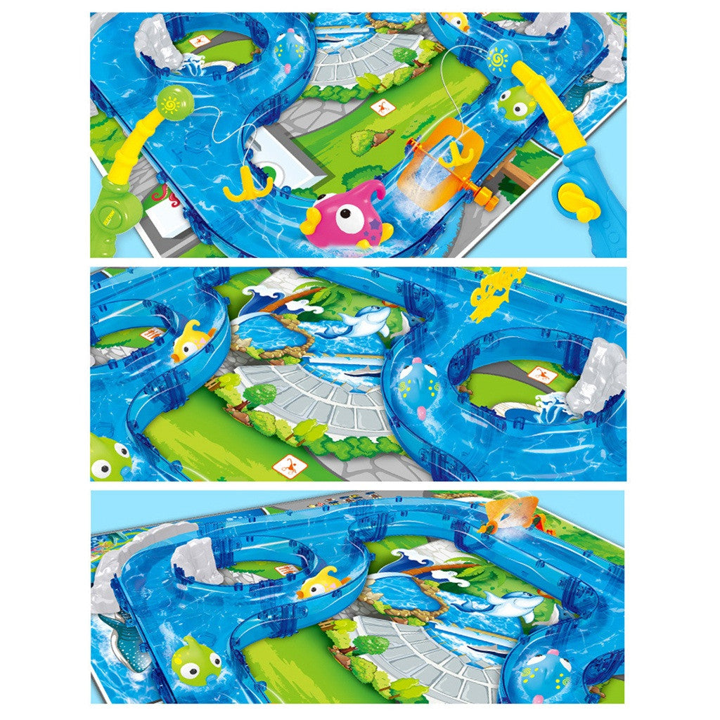 TJ DIY Assembly Track Fishing Game Waterway Park Floating Bath Water Toys