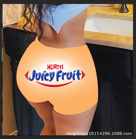 TJ Women's sexy women's tight shorts casual pattern printed shorts yoga pants