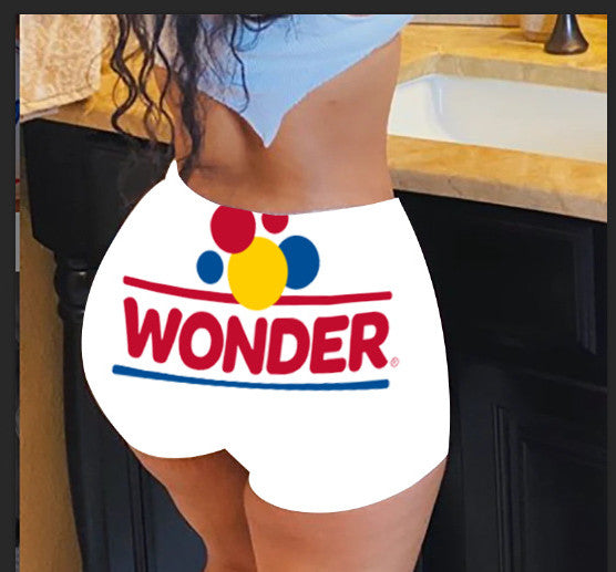 TJ Women's sexy women's tight shorts casual pattern printed shorts yoga pants