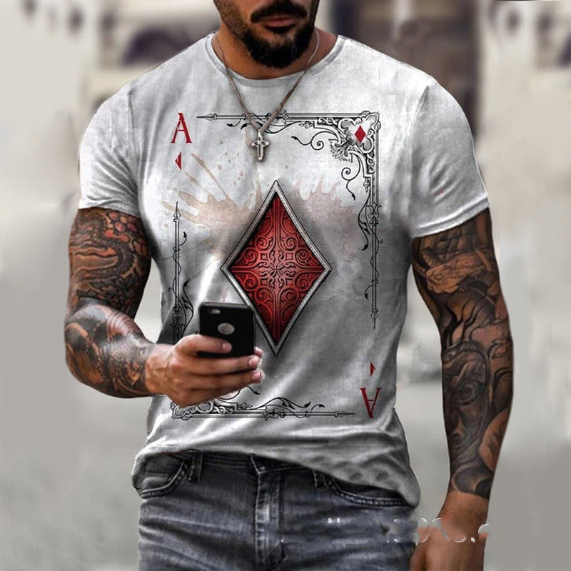 TJ Playing Card Printing Men's T-Shirt Top
