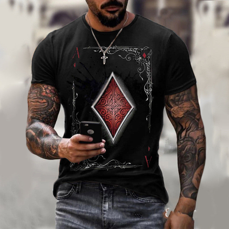 TJ Playing Card Printing Men's T-Shirt Top