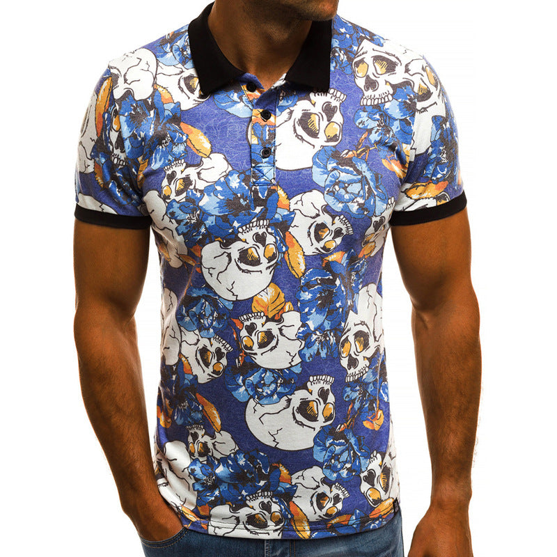 TJ Cross-Border Hot-Selling Men's POLO Shirt Sports Casual Top Mesh 3D Printing Quick-Drying European And American Large Size Slim Short Sleeve