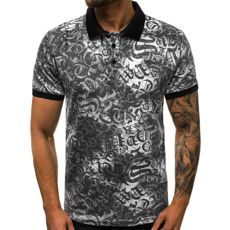 TJ Cross-Border Hot-Selling Men's POLO Shirt Sports Casual Top Mesh 3D Printing Quick-Drying European And American Large Size Slim Short Sleeve