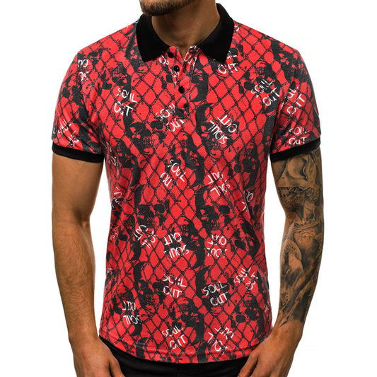 TJ Cross-Border Hot-Selling Men's POLO Shirt Sports Casual Top Mesh 3D Printing Quick-Drying European And American Large Size Slim Short Sleeve