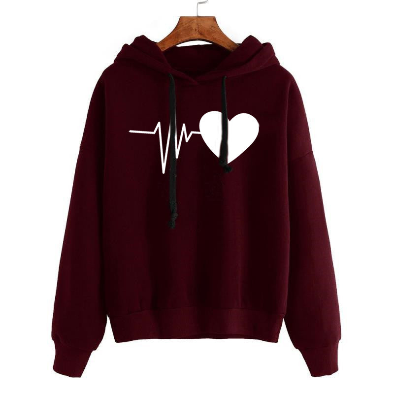 TJ Heart Print Streetwear Hoodies Women Sweatshirt Spring Autumn Long Sleeve Hoodie Clothes