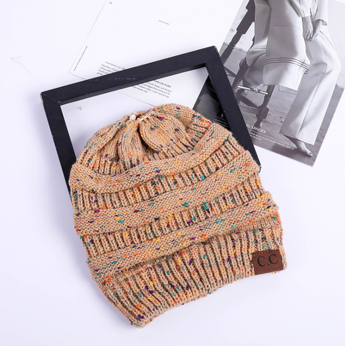 TJ High Bun Ponytail Beanie Hat Chunky Soft Stretch Cable Knit Warm Fuzzy Lined Skull Beanie Acrylic Hats Men And Women