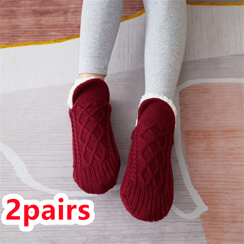 TJ Winter Woolen Socks Women Thicken Warm Home Bedroom Socks Slippers Men Non-slip Foot Warmer Snow Socks Calcetines Mujer