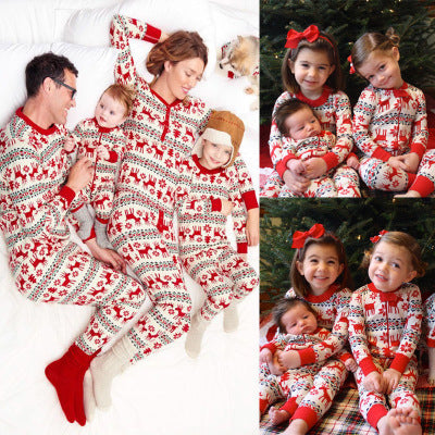 TJ Christmas Parent-Child Suit Printing Home Service Pajamas Two-Piece