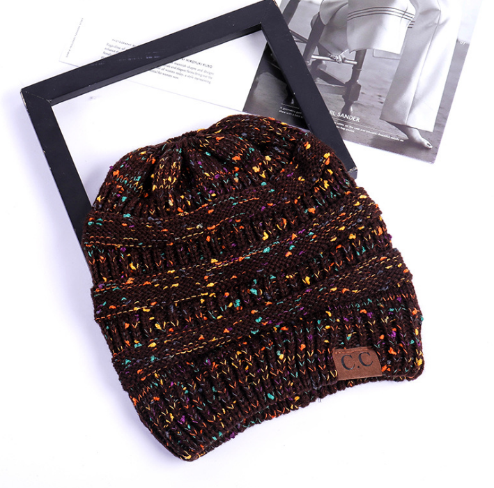 TJ High Bun Ponytail Beanie Hat Chunky Soft Stretch Cable Knit Warm Fuzzy Lined Skull Beanie Acrylic Hats Men And Women