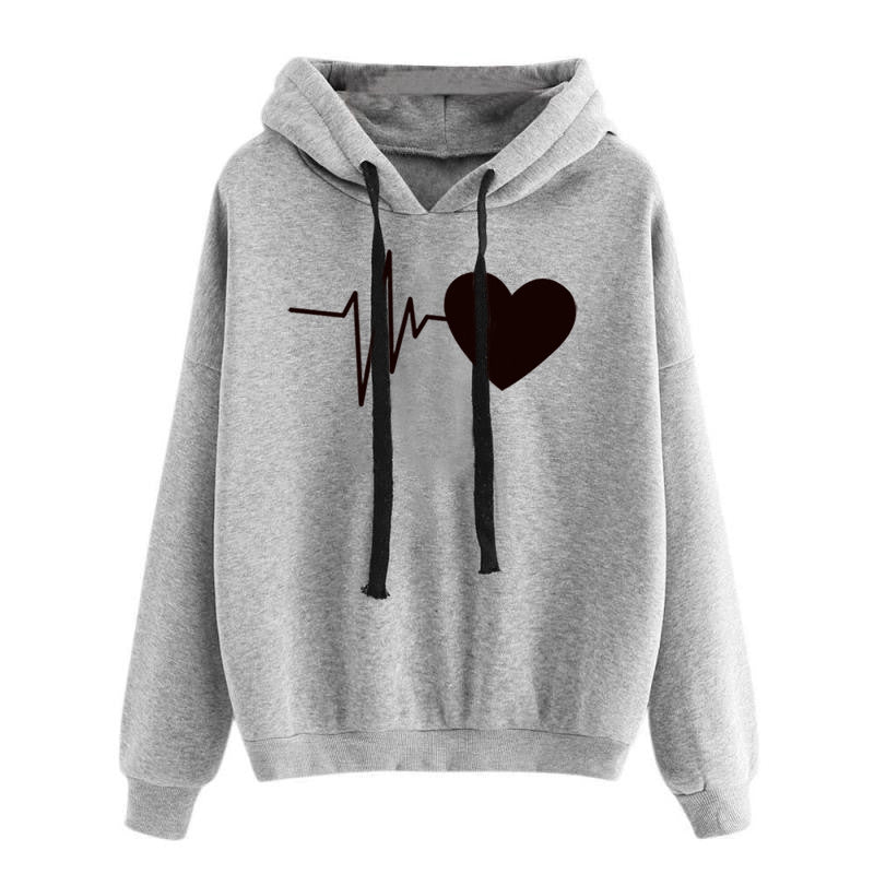 TJ Heart Print Streetwear Hoodies Women Sweatshirt Spring Autumn Long Sleeve Hoodie Clothes