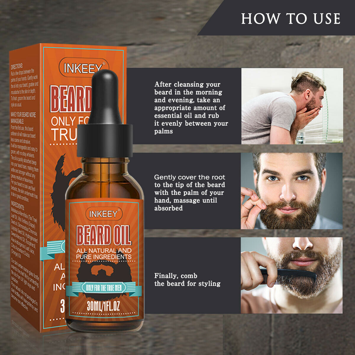 TJ Beard Oil For MEN Hair Growth Oil Serum Mustache Grooming Growing Moisturizer US