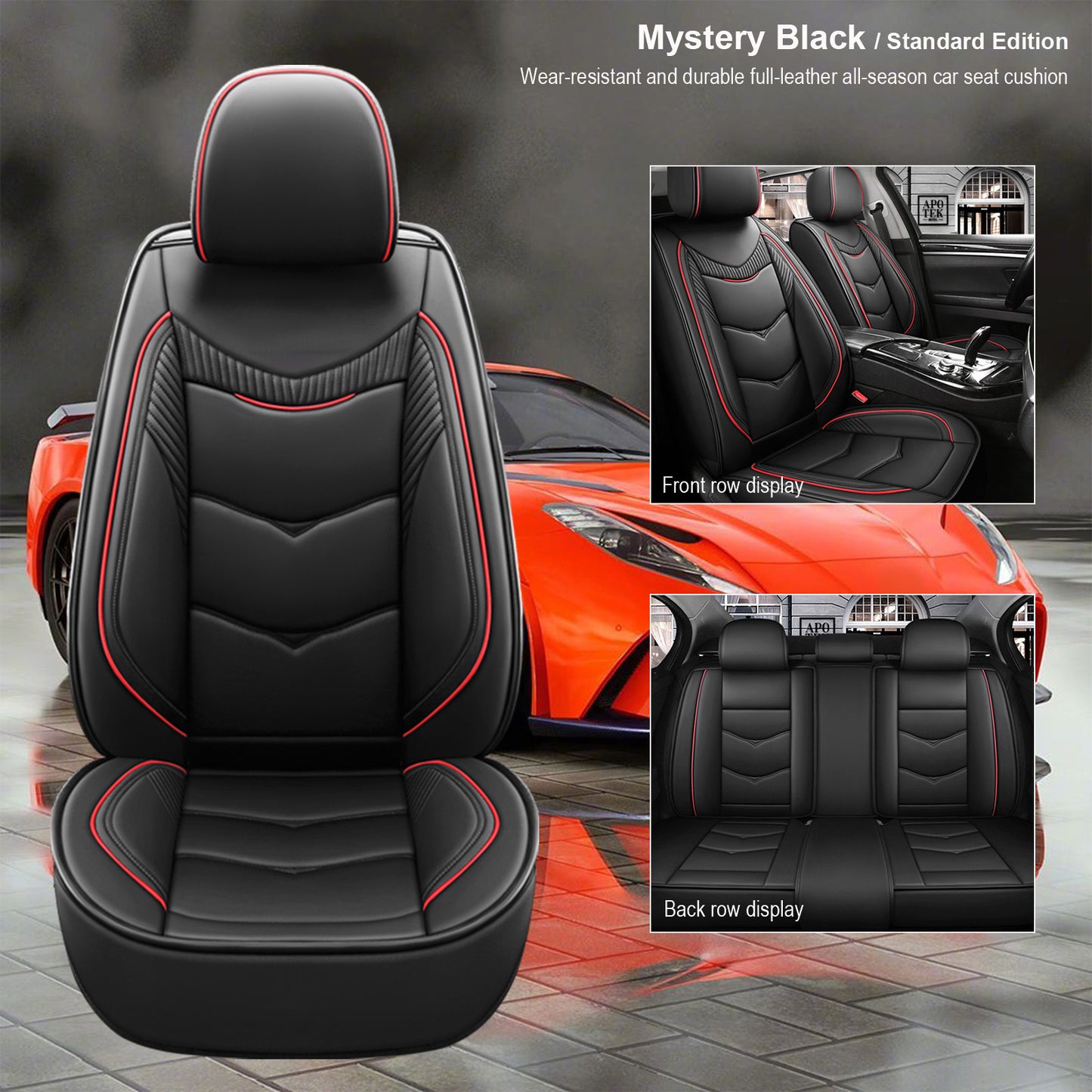 TJ Leather Car Seat Faux Leatherette Vehicle Cushion Cover For Cars SUV Pick-up
