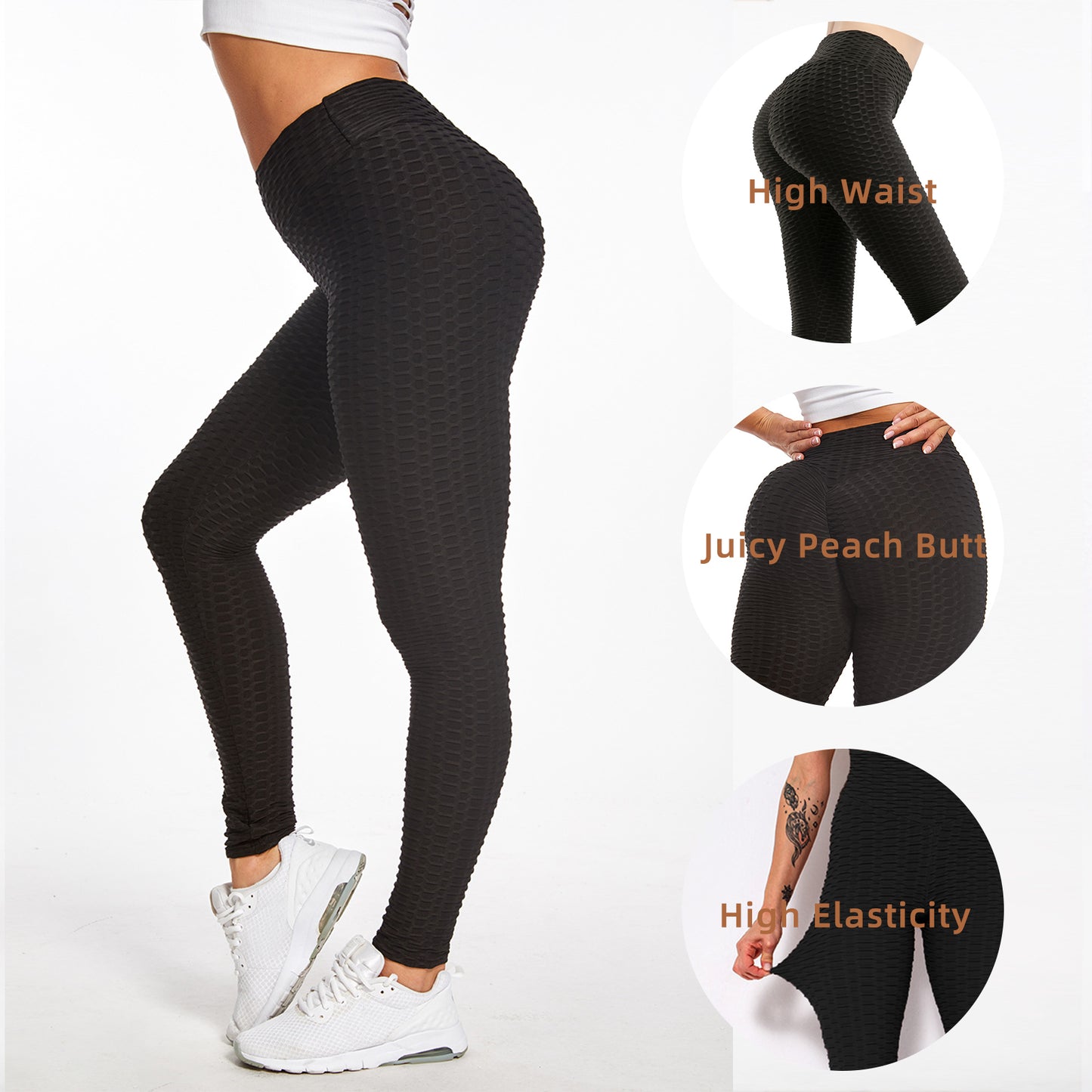 TJ Women TIK Tok Leggings Bubble Textured Leggings Butt Lifting Yoga Pants Black Amazon Banned