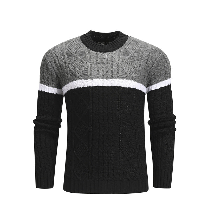 TJ Men Casual Knitted Soft Cotton Sweaters Pullover Men Winter New Fashion Striped O-Neck Sweater