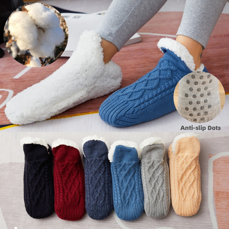 TJ Winter Woolen Socks Women Thicken Warm Home Bedroom Socks Slippers Men Non-slip Foot Warmer Snow Socks Calcetines Mujer