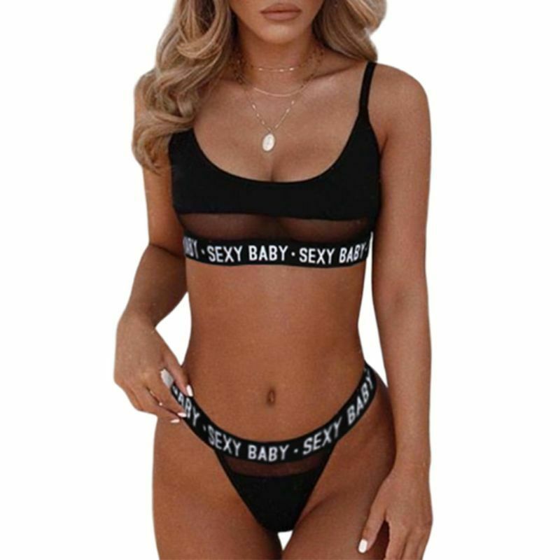 TJ Sexy openwork letters split bikini