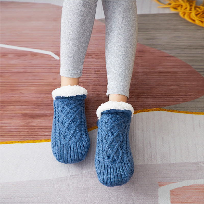 TJ Winter Woolen Socks Women Thicken Warm Home Bedroom Socks Slippers Men Non-slip Foot Warmer Snow Socks Calcetines Mujer