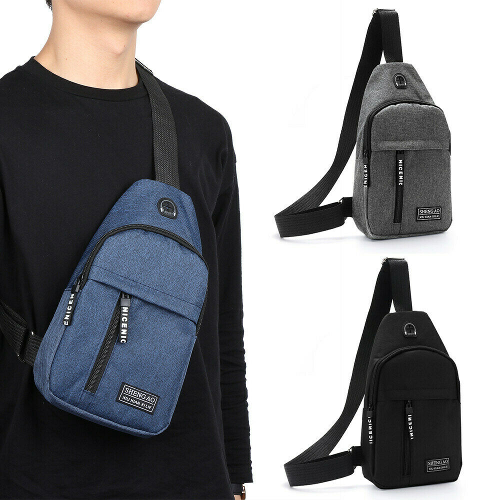 TJ Mens Sling Bag Cross Body Handbag Chest Bag Shoulder Pack Sports Travel Backpack Gray