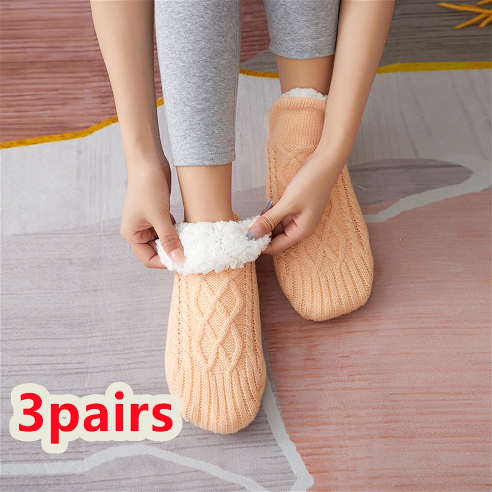 TJ Winter Woolen Socks Women Thicken Warm Home Bedroom Socks Slippers Men Non-slip Foot Warmer Snow Socks Calcetines Mujer