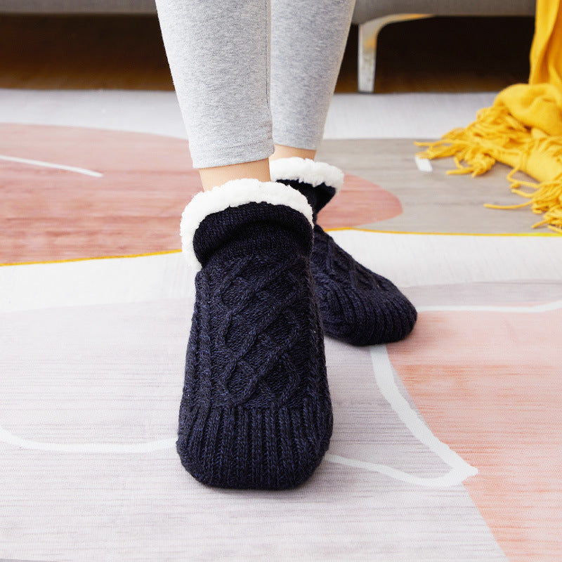 TJ Winter Woolen Socks Women Thicken Warm Home Bedroom Socks Slippers Men Non-slip Foot Warmer Snow Socks Calcetines Mujer