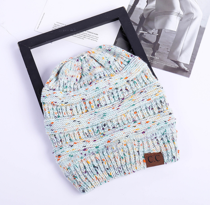 TJ High Bun Ponytail Beanie Hat Chunky Soft Stretch Cable Knit Warm Fuzzy Lined Skull Beanie Acrylic Hats Men And Women