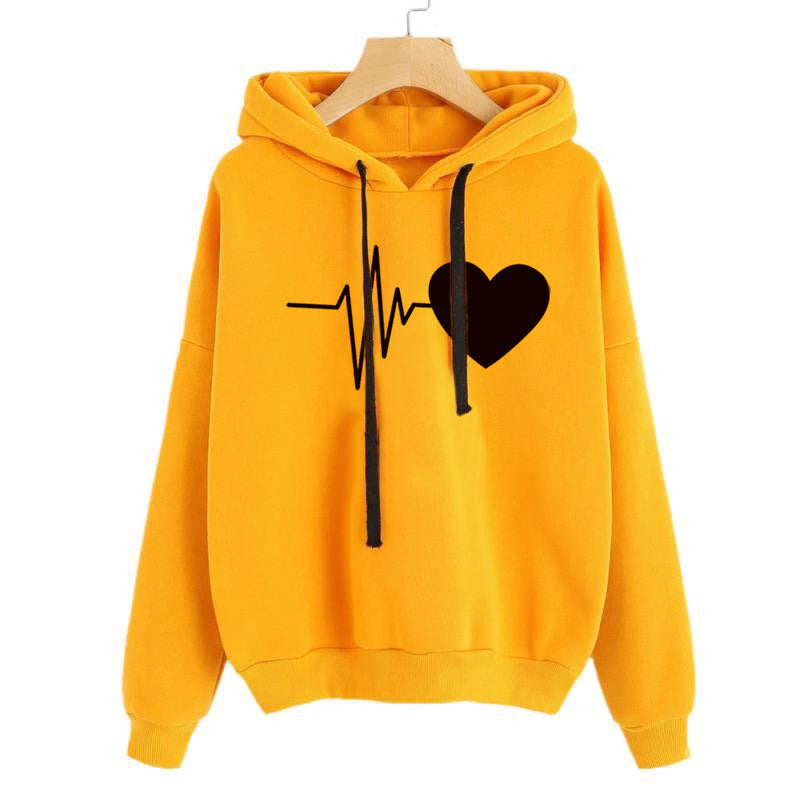 TJ Heart Print Streetwear Hoodies Women Sweatshirt Spring Autumn Long Sleeve Hoodie Clothes