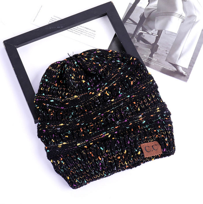 TJ High Bun Ponytail Beanie Hat Chunky Soft Stretch Cable Knit Warm Fuzzy Lined Skull Beanie Acrylic Hats Men And Women