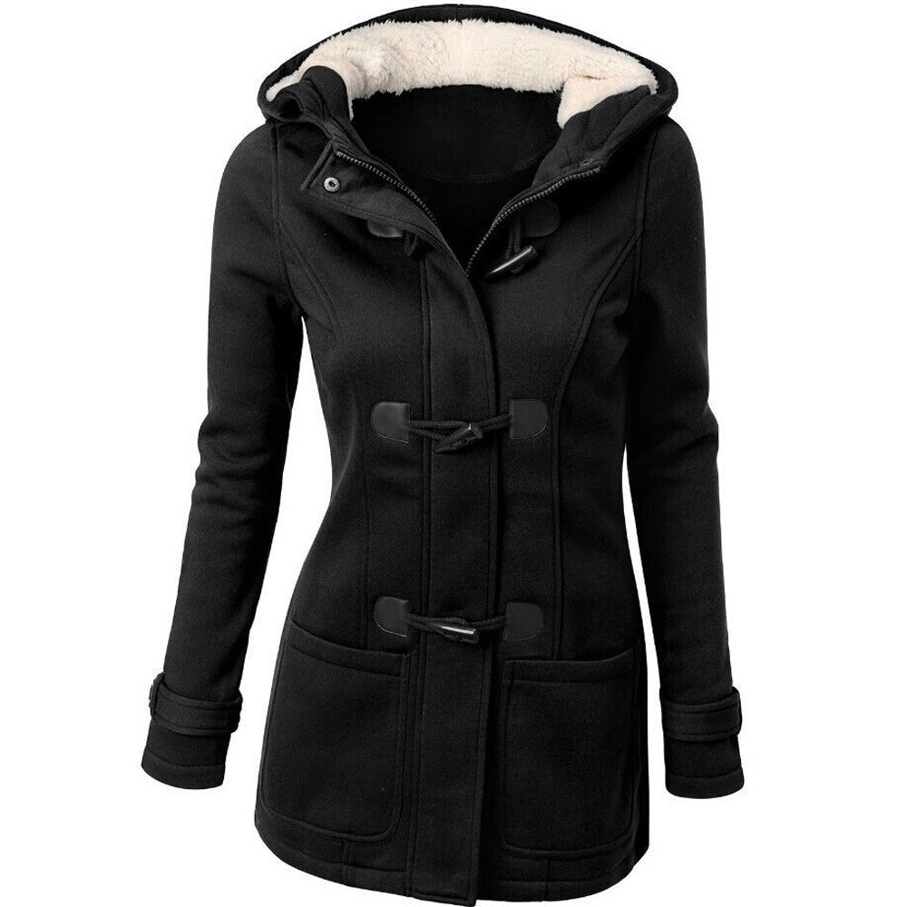 TJ Fashion Women Windbreaker Outwear Warm Wool Slim Long Coat Jacket Trench BK/XL