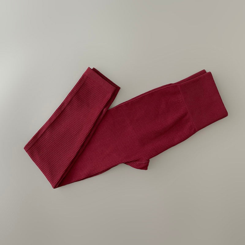 TJ Ribbed Yoga Pants High Waisted Gym Sport Woman Leggings