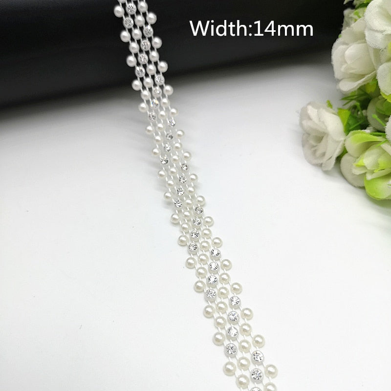 TJ Wedding Dress Costume Rhinestone Crystal Pearl Chain
