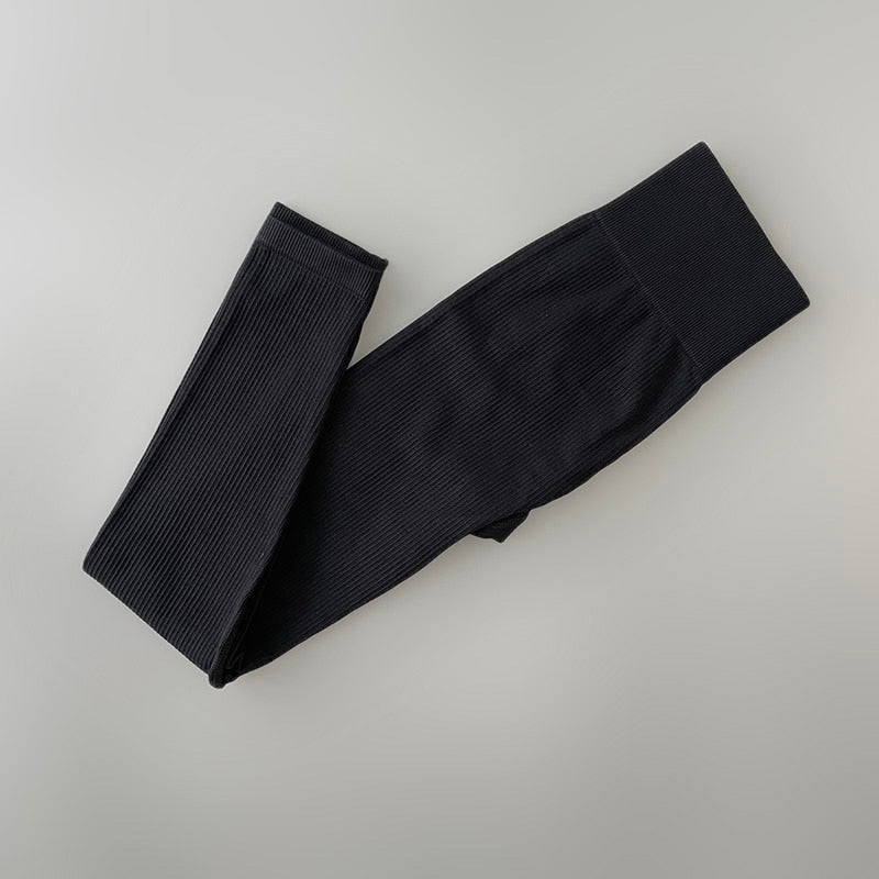 TJ Ribbed Yoga Pants High Waisted Gym Sport Woman Leggings