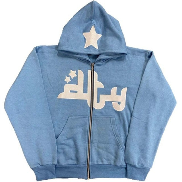 TJ Retro Star Letter Print Hoodie for Women All Sizes