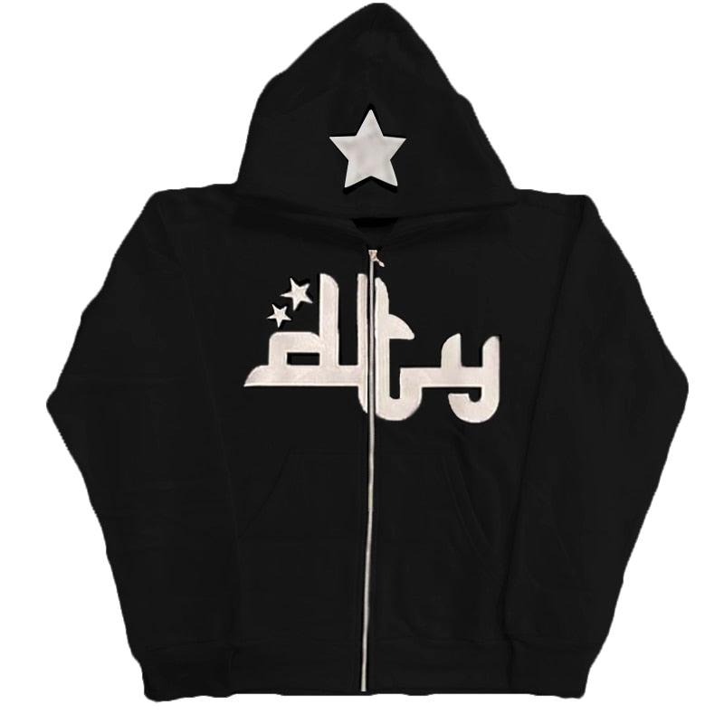 TJ Retro Star Letter Print Hoodie for Women All Sizes