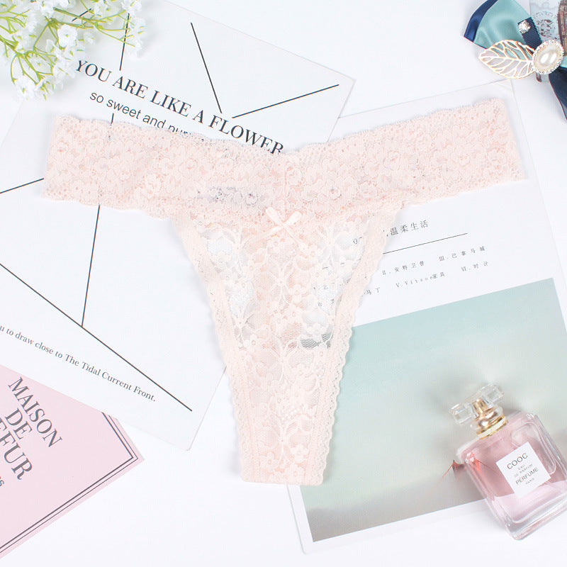 TJ European And American Lace Sexy Temptation Ladies Transparent T Pants