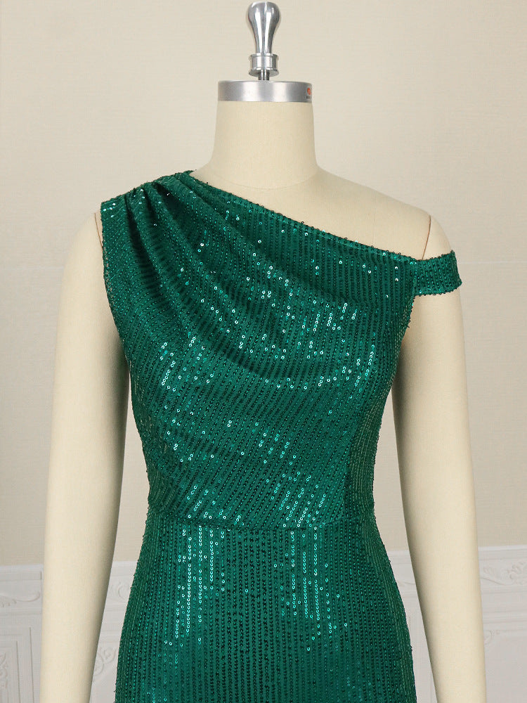 TJ Women's One Shoulder Sleeveless Hip Wrap Dress