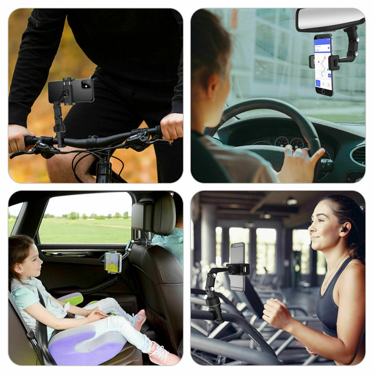 TJ Universal 360 Rotation Car Rear View Mirror Mount Stand GPS Cell Phone Holder US