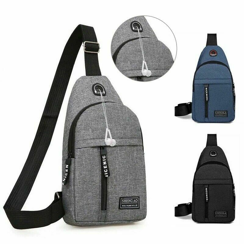 TJ Mens Sling Bag Cross Body Handbag Chest Bag Shoulder Pack Sports Travel Backpack Gray