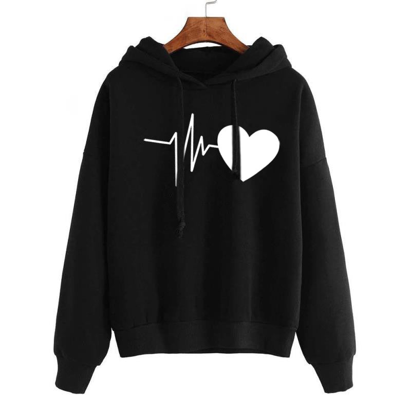 TJ Heart Print Streetwear Hoodies Women Sweatshirt Spring Autumn Long Sleeve Hoodie Clothes
