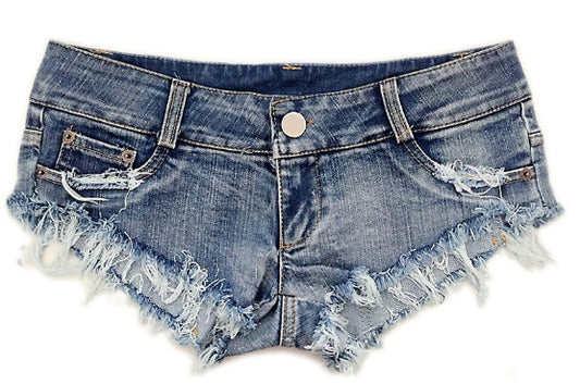 TJ Low Waist Ripped Ladies Denim Shorts Hot Pants